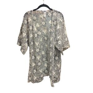 Stitchwurks Womens Open Front Lace Floral Cardigan 2X Boho Cottagecore Romantic